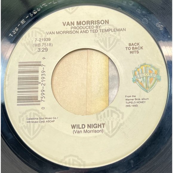 Van Morrison Wild Night / Blue Money 45 RPM Record Warner Brothers 21939 - Picture 1 of 6